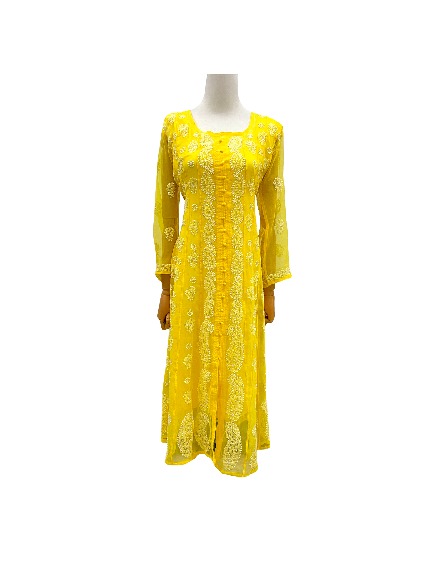 Front Open Anarkali Yellow