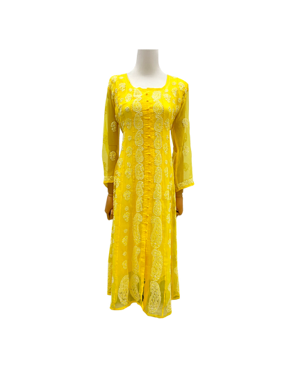 Front Open Anarkali Yellow