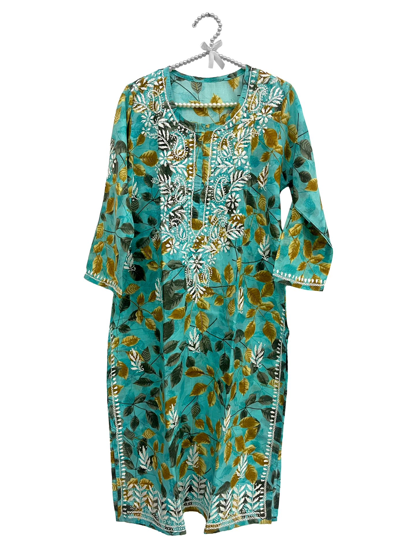 Mulmul Cotton long kurti Green