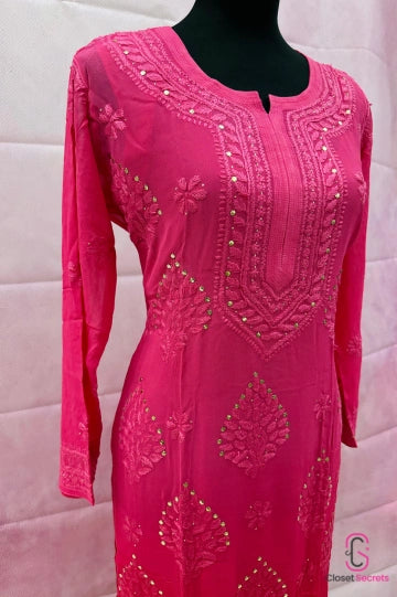 Viscose Georgette Solid 2pc Suit Set - Pink | Closetsecrets