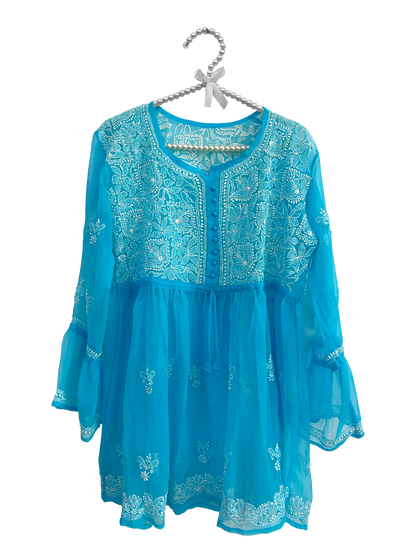 Georgette Frock Kurti Blue