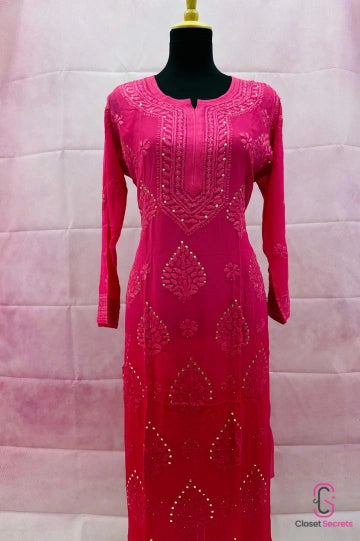 Viscose Georgette Solid 2pc Suit Set - Pink | Closetsecrets