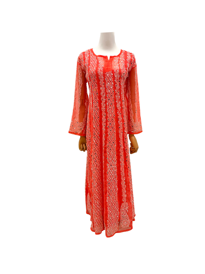 Georgette Full Length Kurti Dark Pink