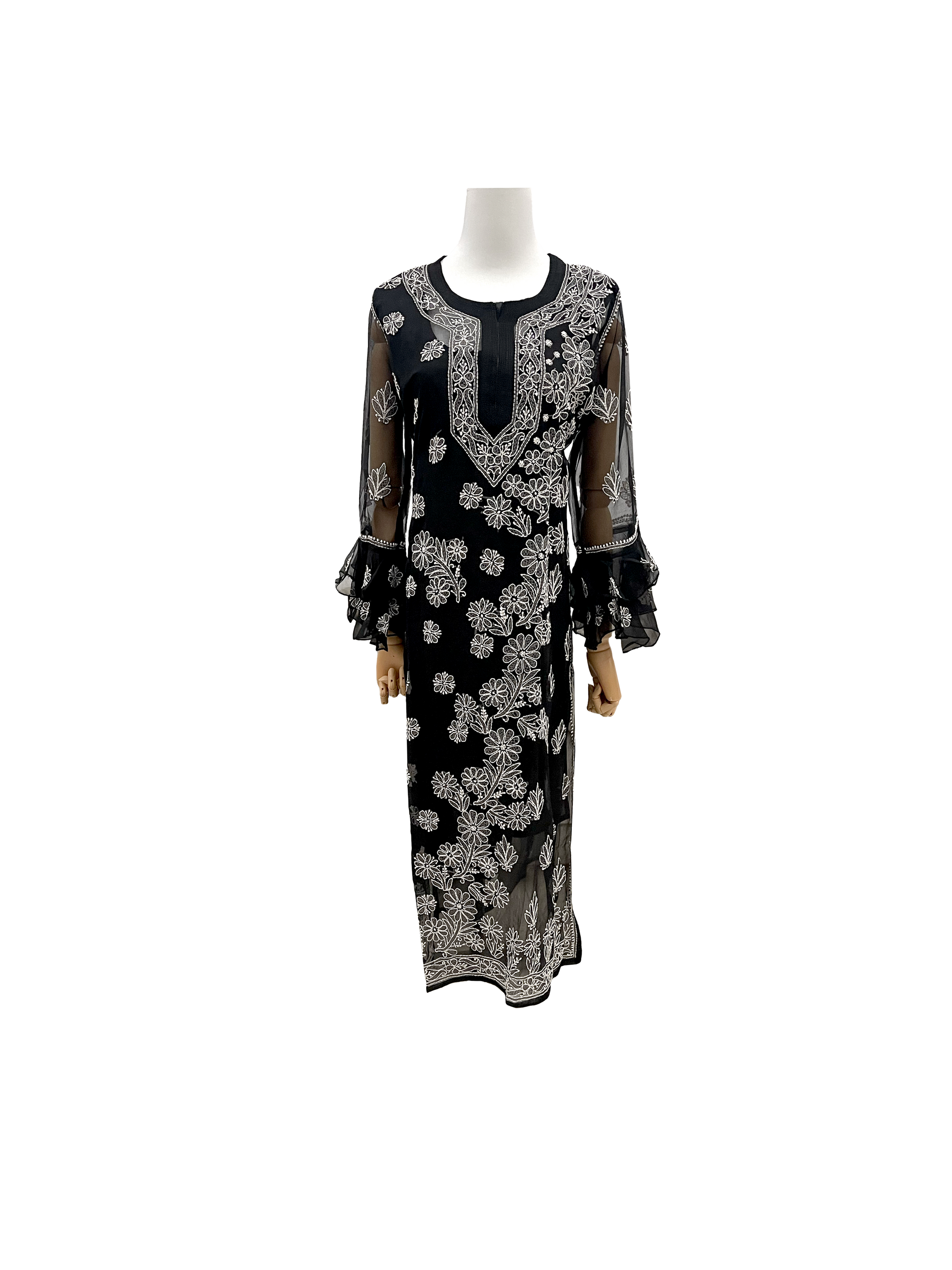 Straight Kurti with Bell Sleeves Black