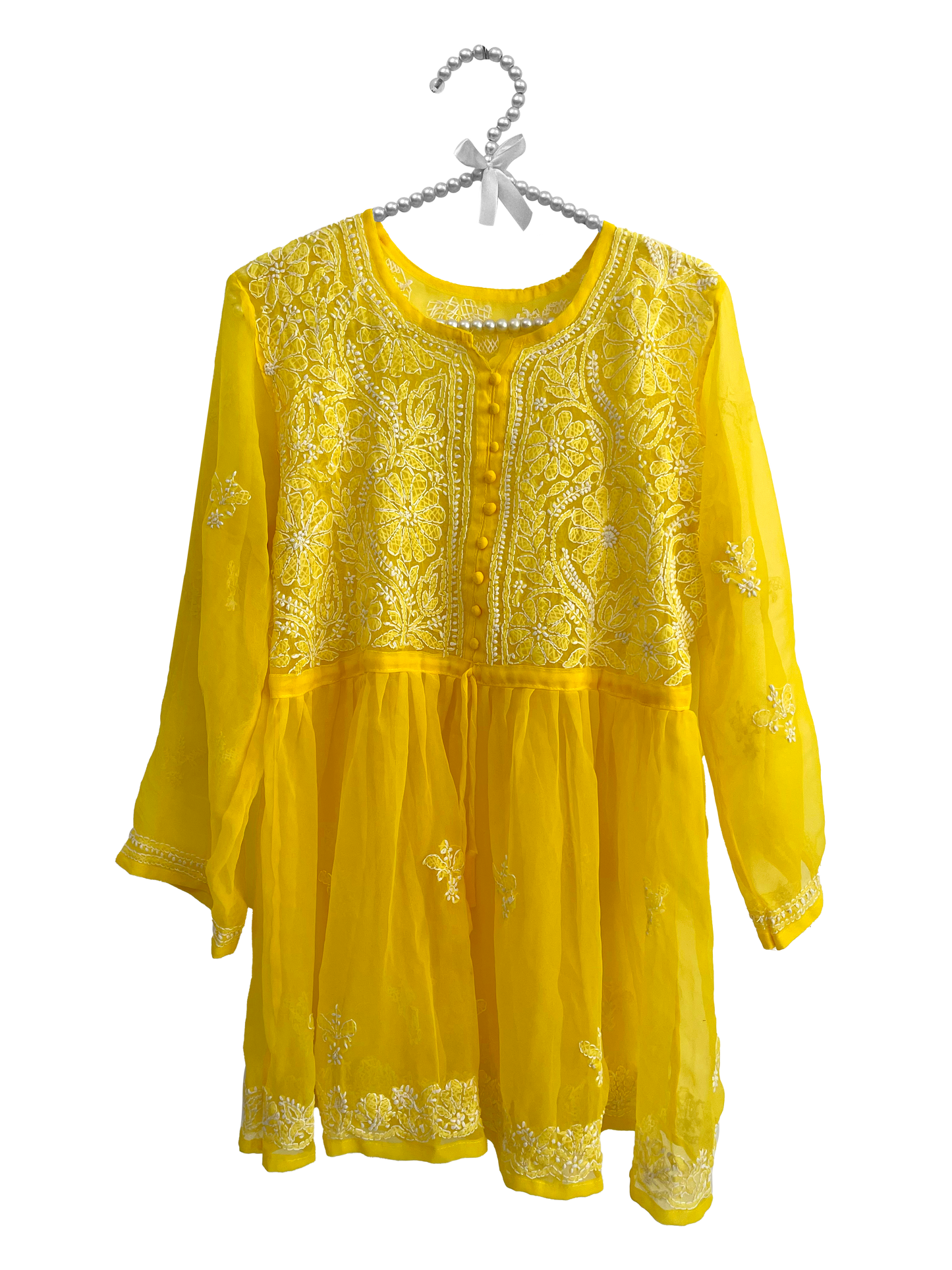 Georgette Frock Kurti Yellow