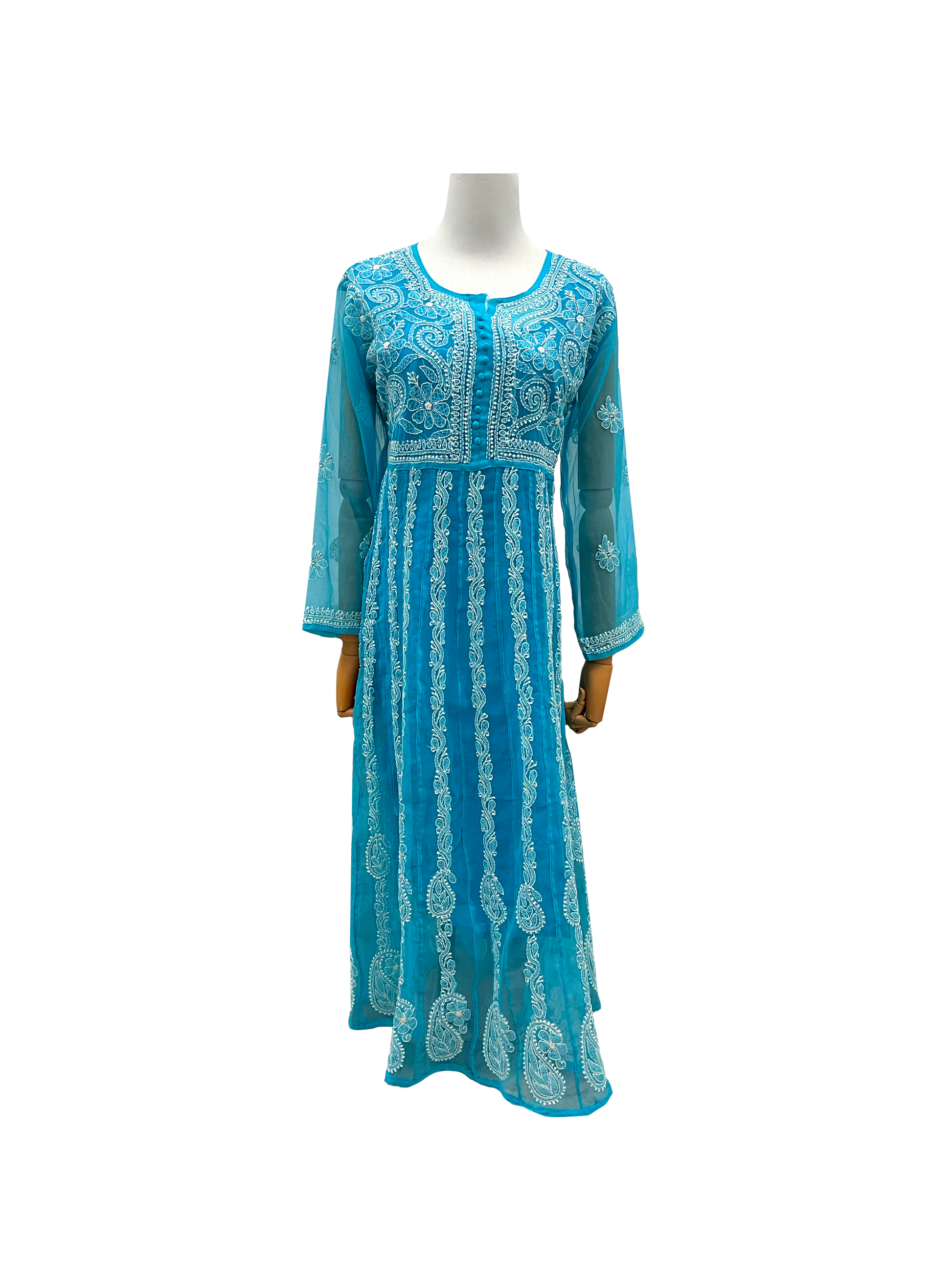 Georgette Anarkali all over work Blue