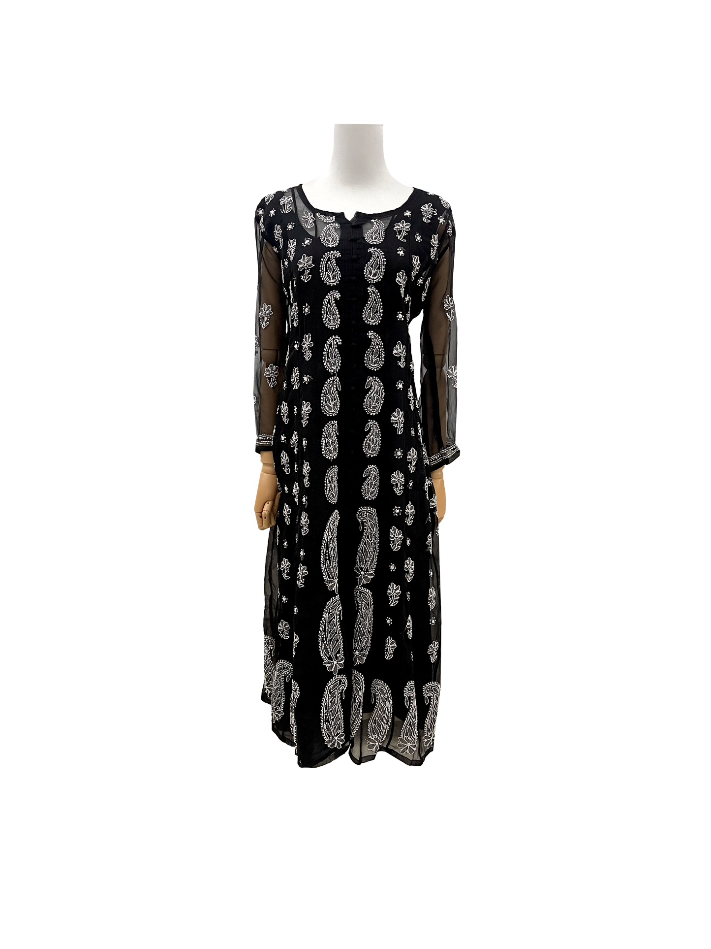 Front Open Anarkali Black