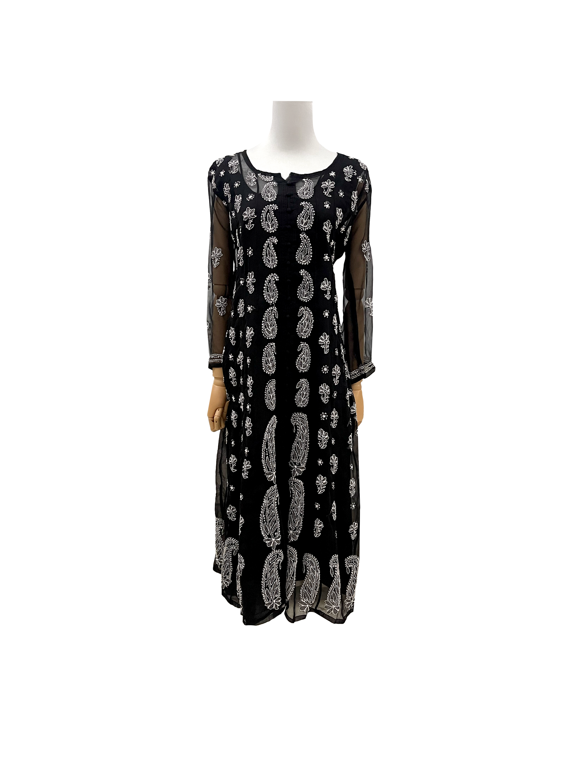 Front Open Anarkali Black