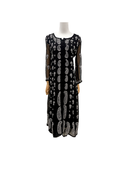 Front Open Anarkali Black