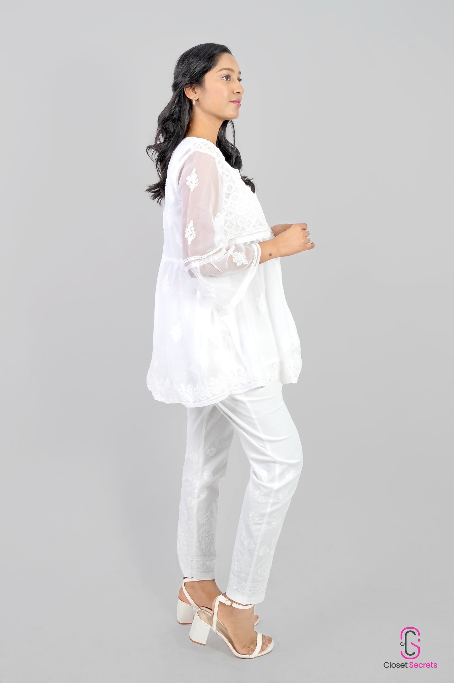 Georgette Frock Kurti White