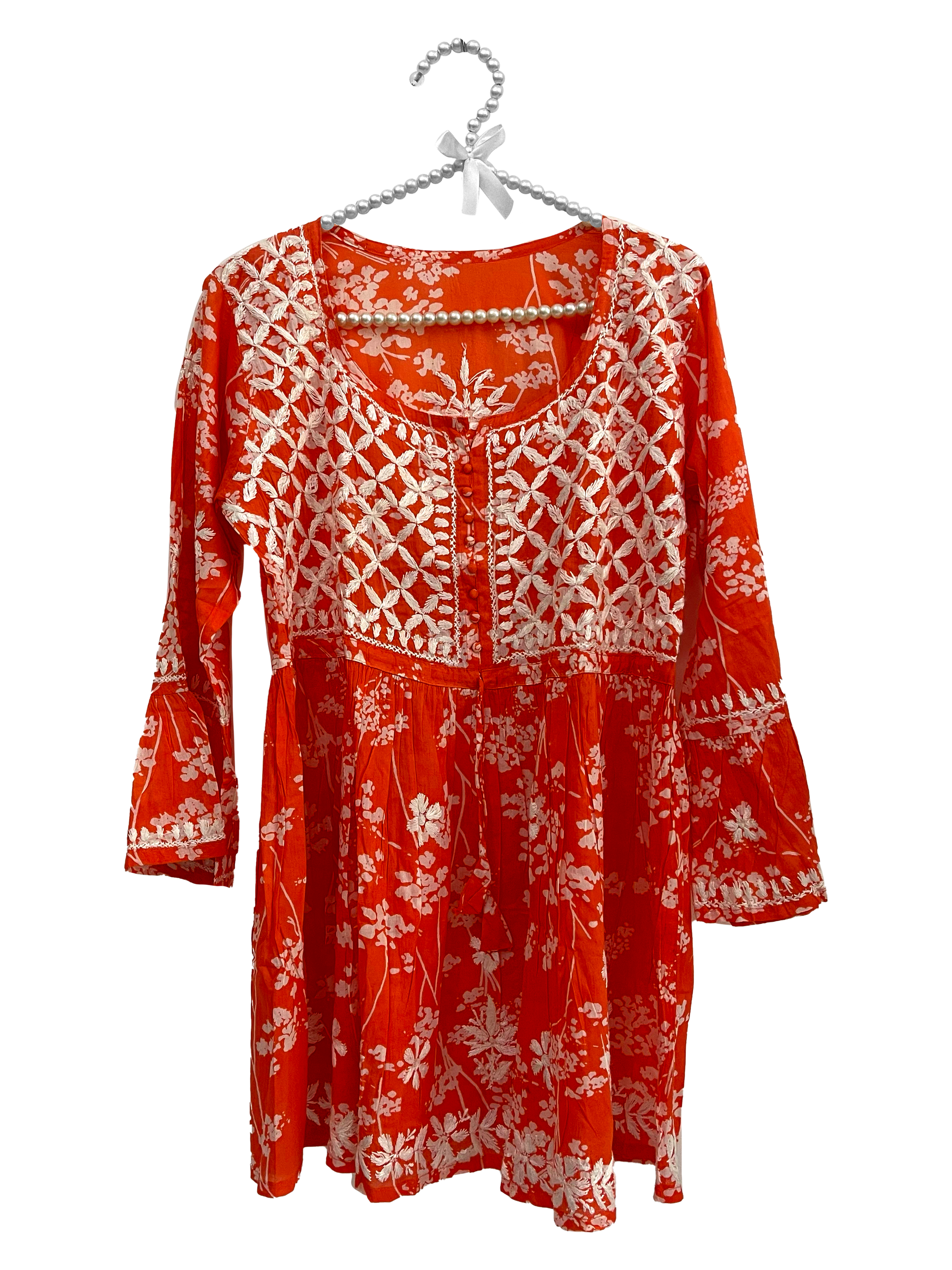 Mulmul cotton short kurti Saffron 