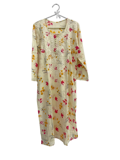 Mulmul Cotton long kurti Cream