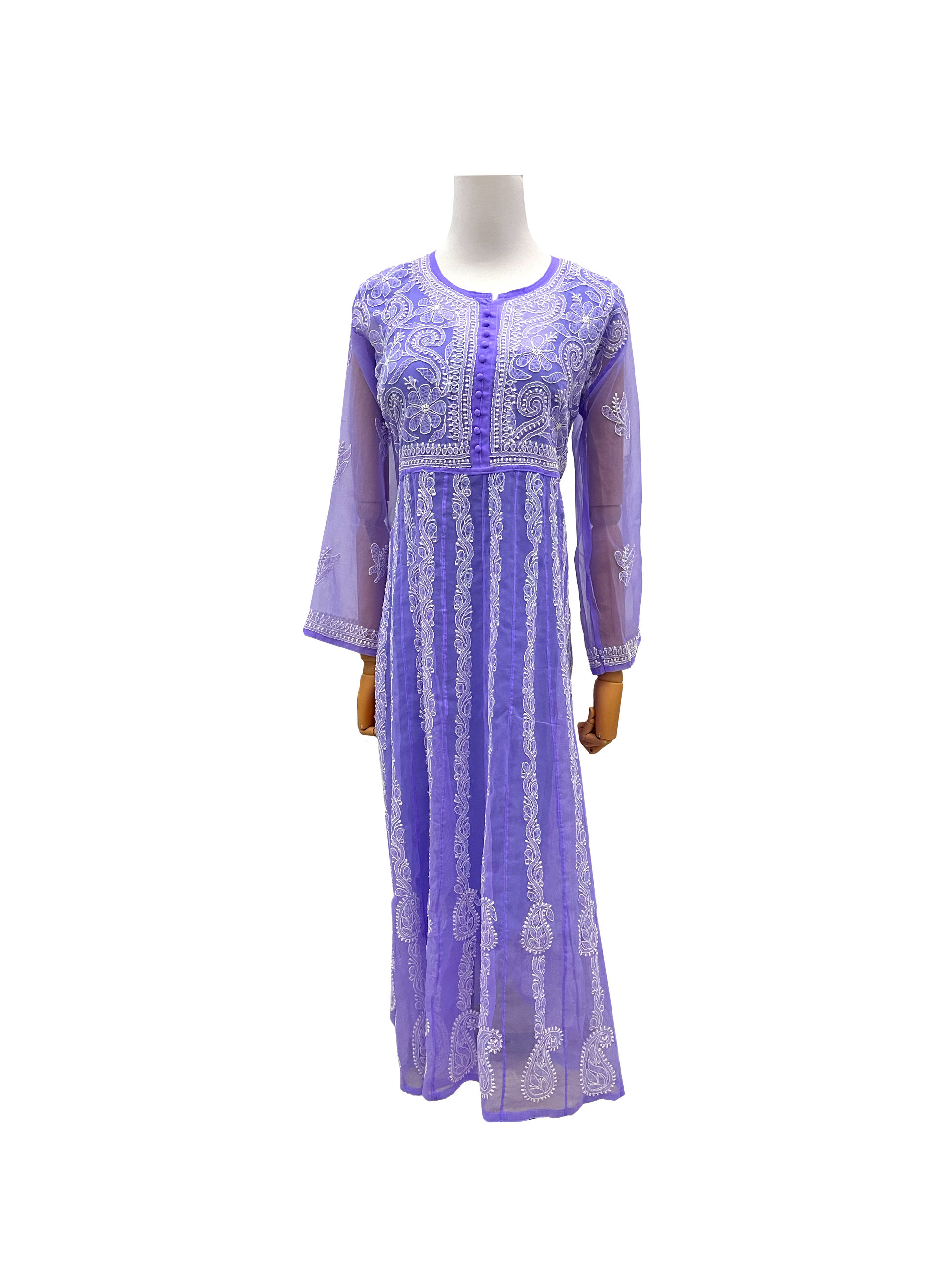 Georgette Anarkali all over work Purple