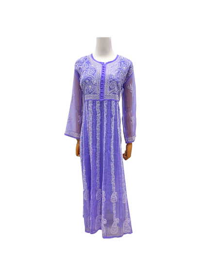 Georgette Anarkali all over work Purple