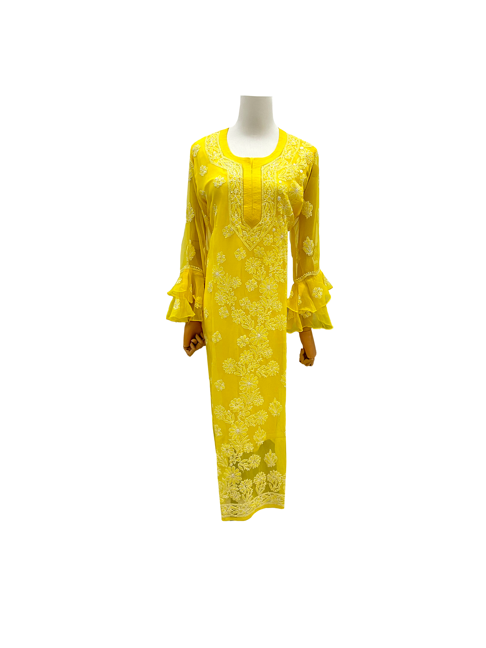 Straight Kurti with Bell Sleeves Yellow