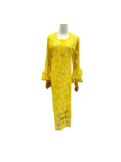 Straight Kurti with Bell Sleeves Yellow