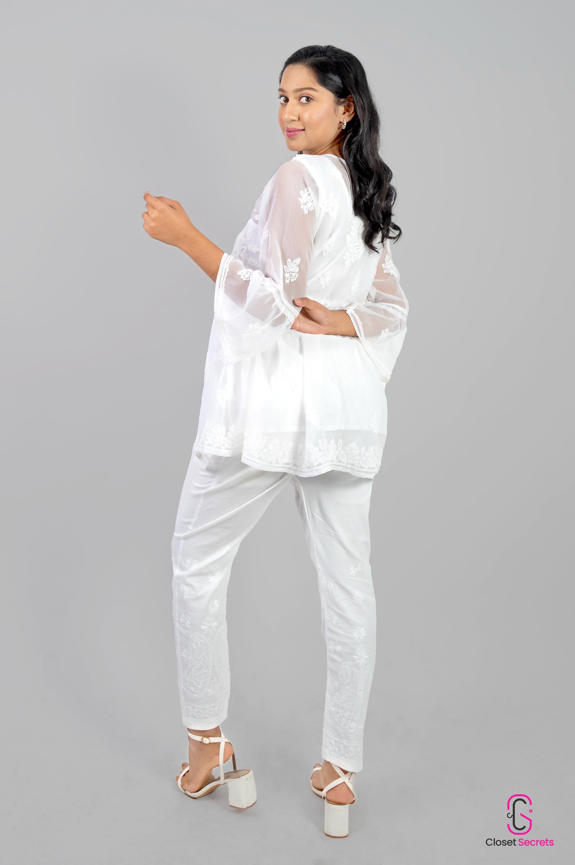 Georgette Frock Kurti White