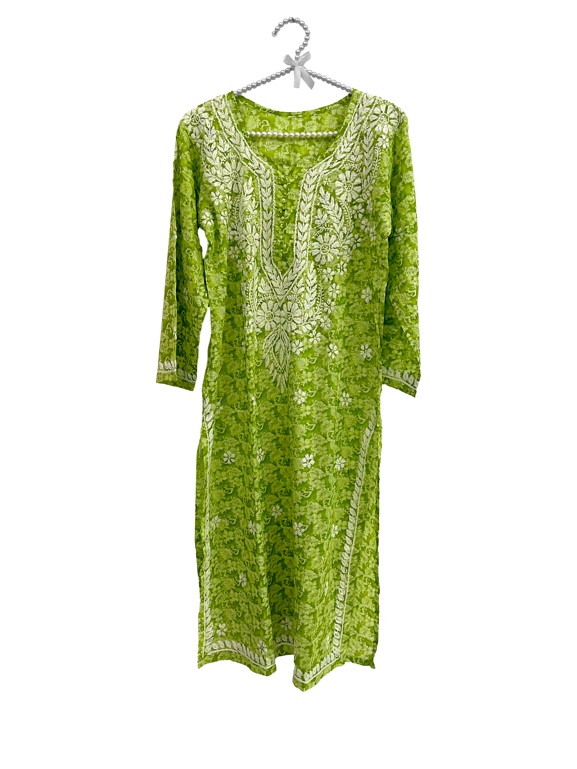 Mulmul Cotton long kurti Green