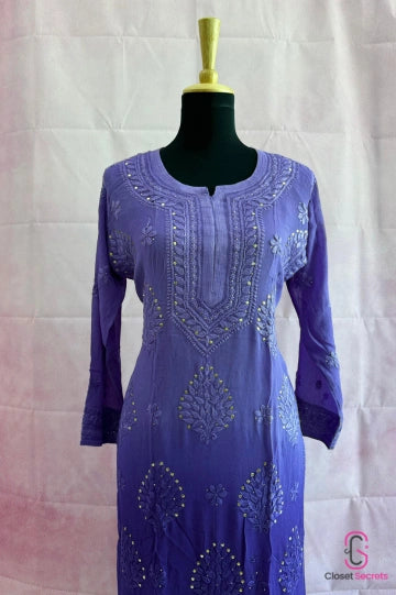 Viscose Georgette Solid 2pc Suit Set - Purple | Closetsecrets