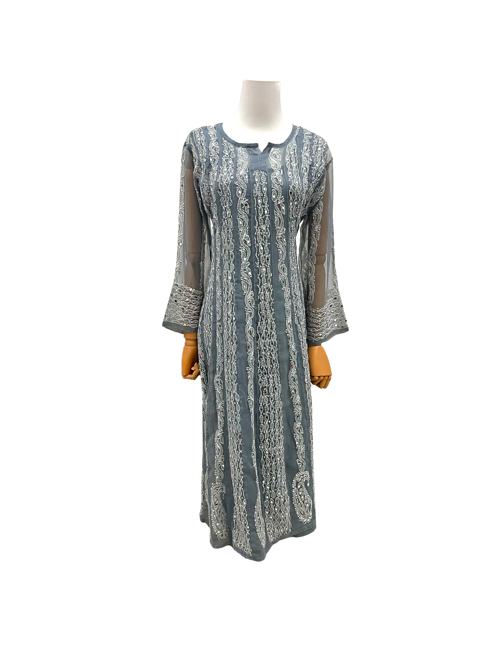 Georgette Full Length Kurti Grey