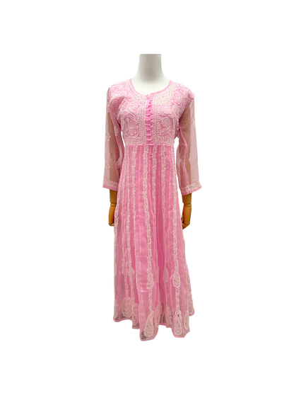 Georgette Anarkali all over work Pink