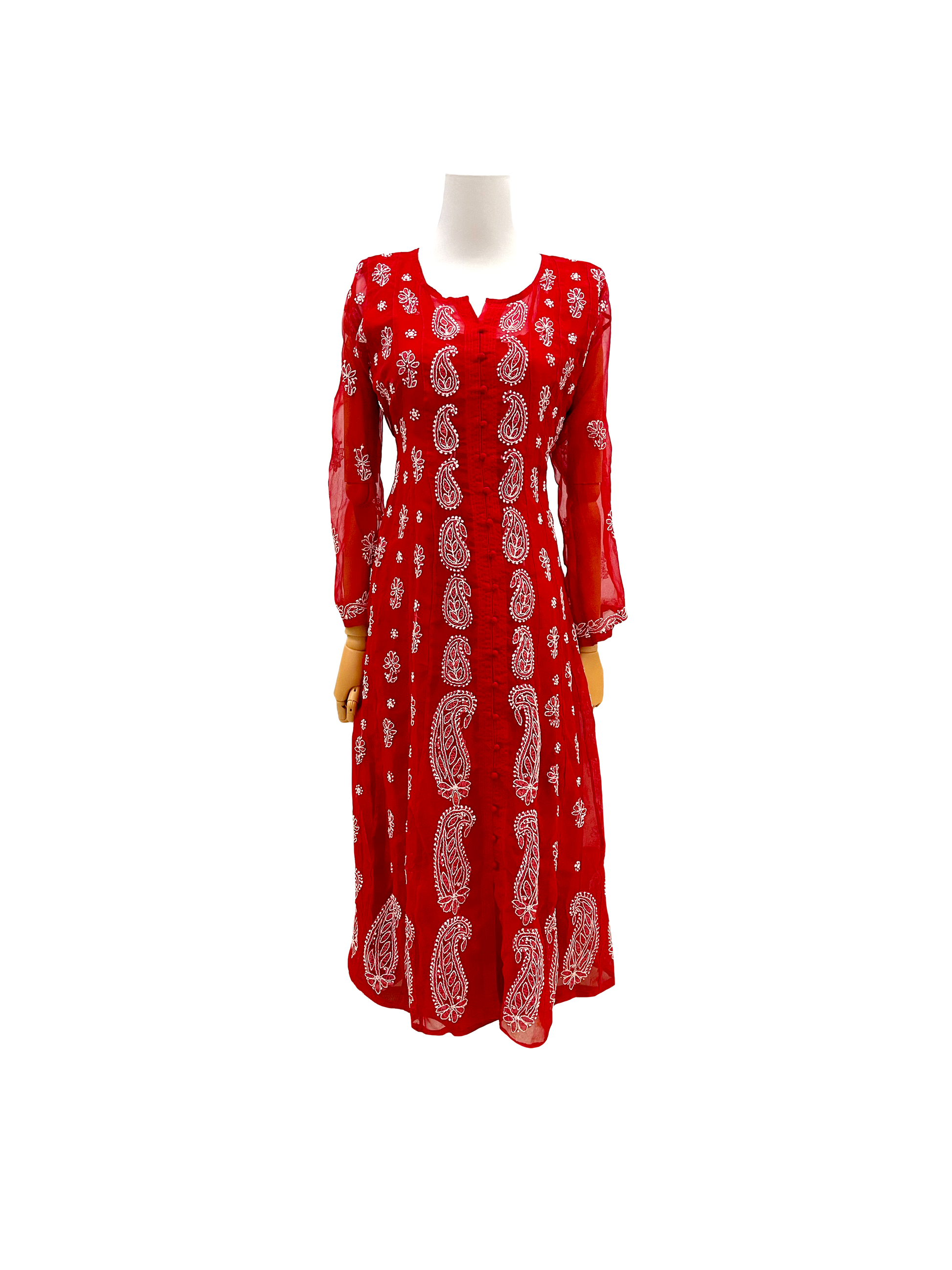 Front Open Anarkali Red