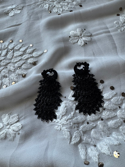 Peacock Earrings in Black Finish – Elegant Statement Jewellery