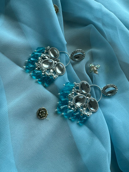 Mirror Work Long Bali Earrings – Lightweight Statement Jewellery
