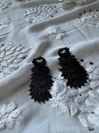 Peacock Earrings in Black Finish – Elegant Statement Jewellery