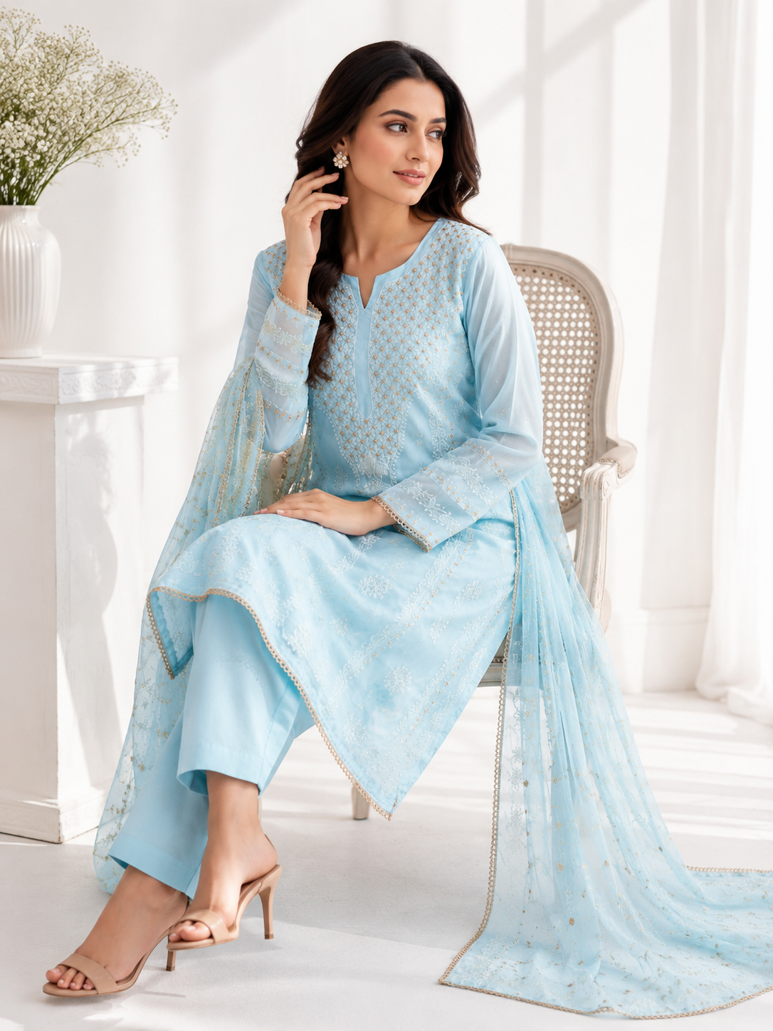 Tabby Organza Embroidered 3-Piece Suit with Dupatta