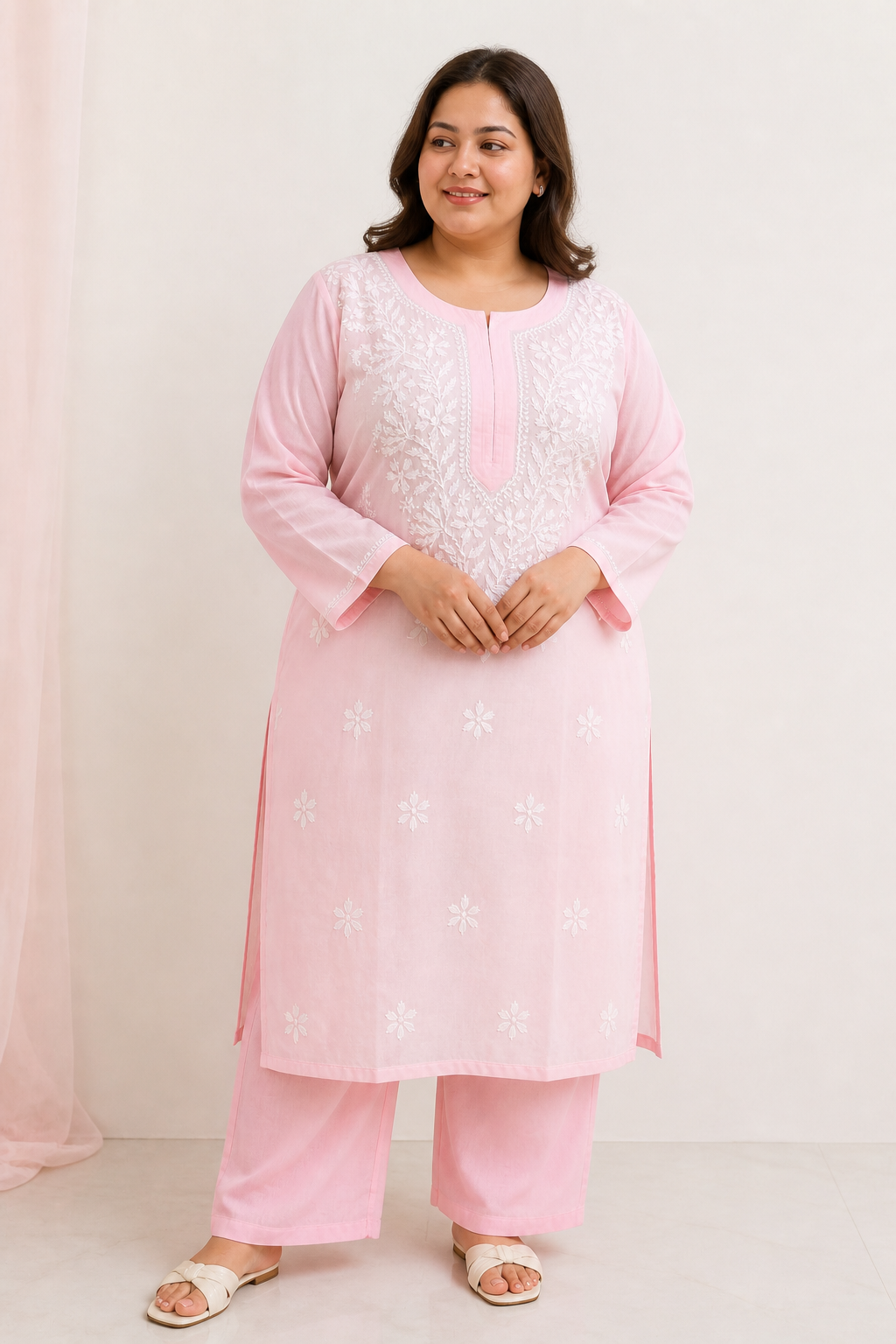 Plus-Size Soft Mulmul Long Kurti