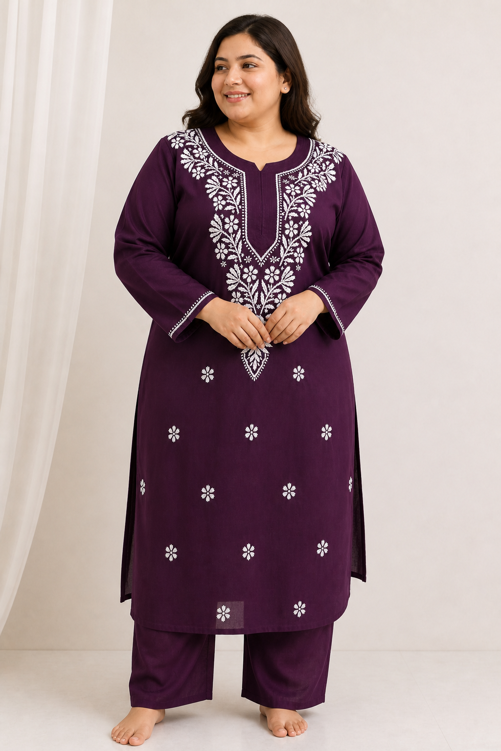 Plus-Size Soft Mulmul Long Kurti