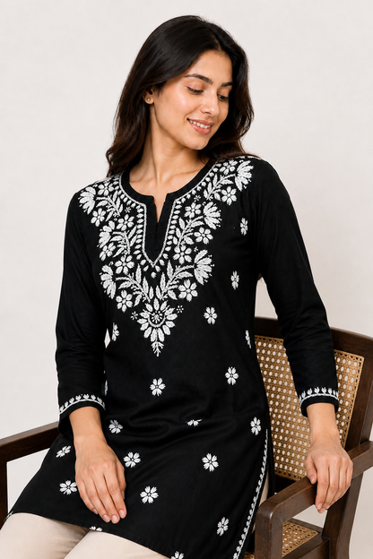 Handmade Mulmul Cotton Chikankari Kurti