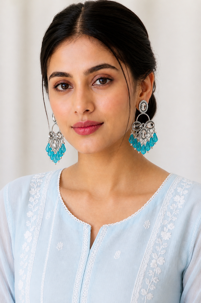 Mirror Work Long Bali Earrings – Lightweight Statement Jewellery