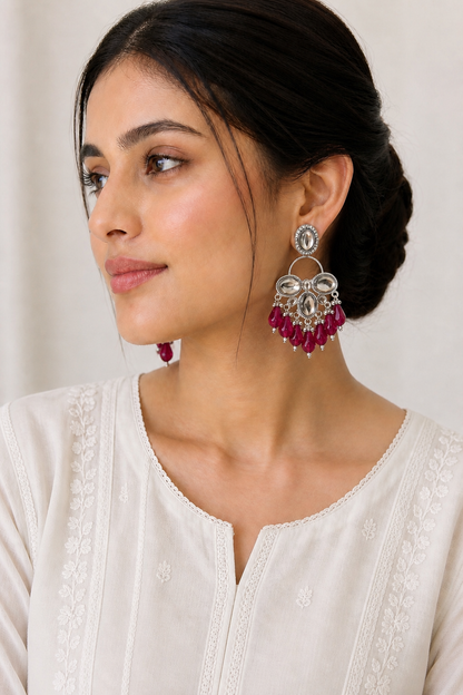 Mirror Work Long Bali Earrings – Lightweight Statement Jewellery