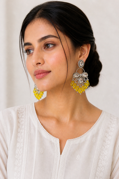 Mirror Work Long Bali Earrings – Lightweight Statement Jewellery