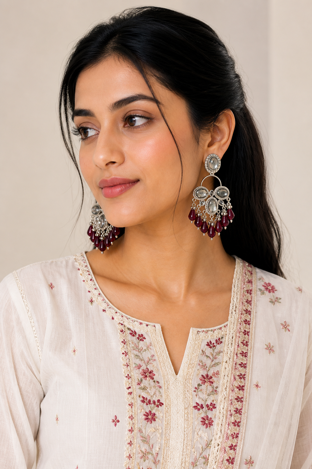 Mirror Work Long Bali Earrings – Lightweight Statement Jewellery