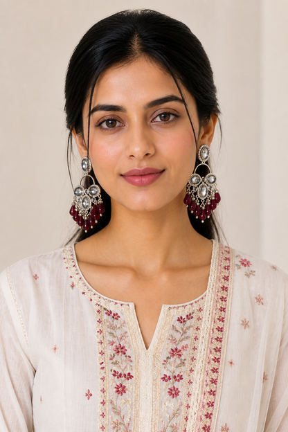 Mirror Work Long Bali Earrings – Lightweight Statement Jewellery