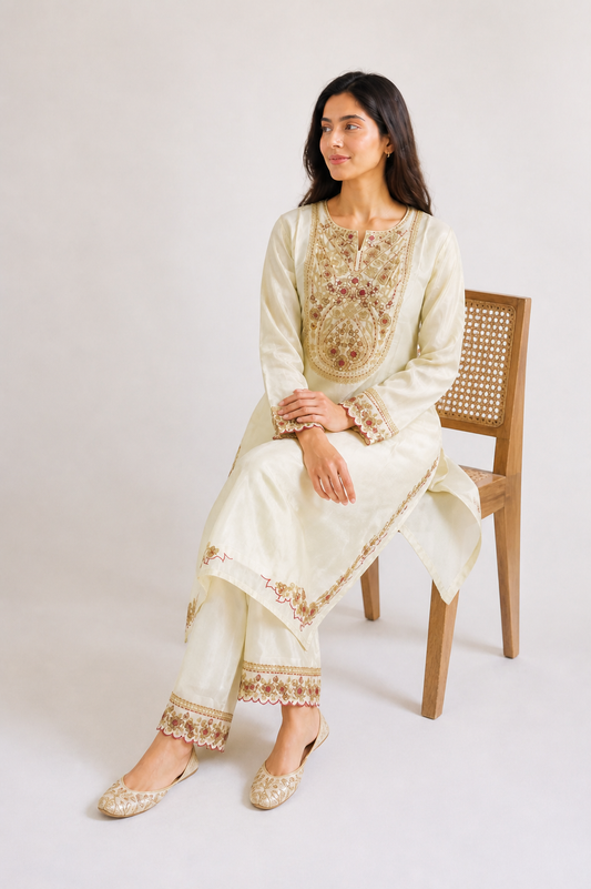 Premium Tissue Fabric 2-Piece Suit Set – Elegant & Festive