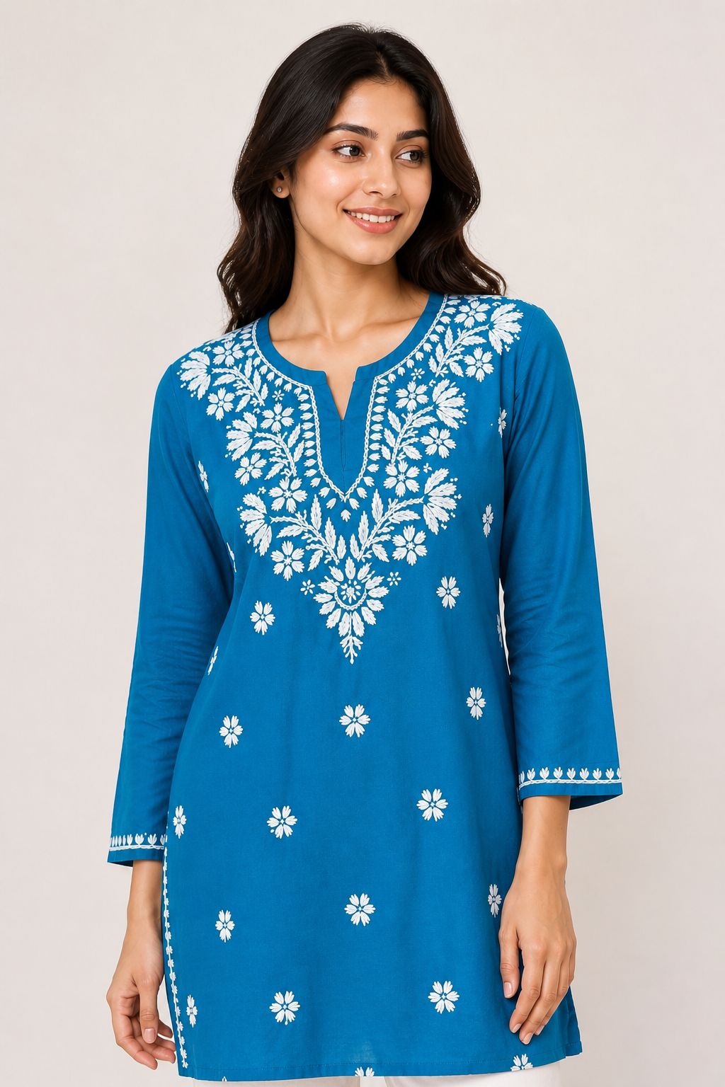 Handmade Mulmul Cotton Chikankari Kurti