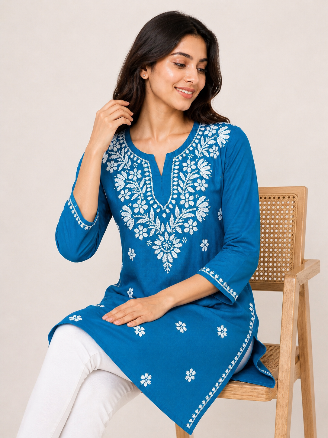 Handmade Mulmul Cotton Chikankari Kurti