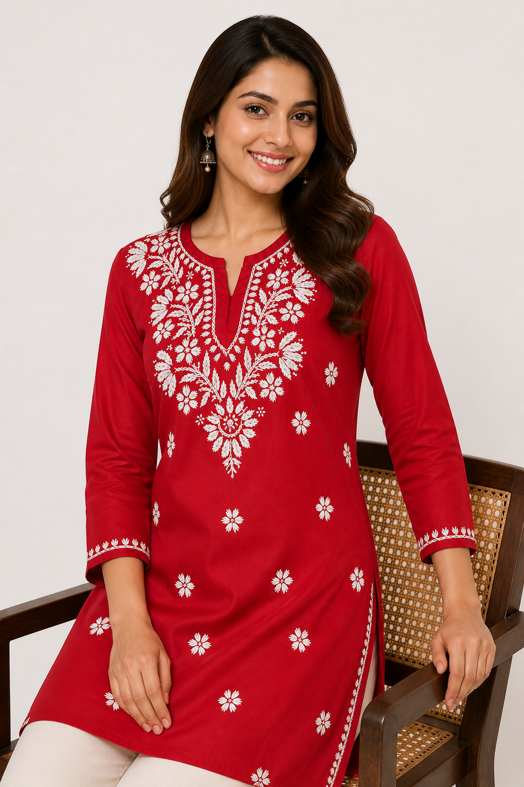 Handmade Mulmul Cotton Chikankari Kurti