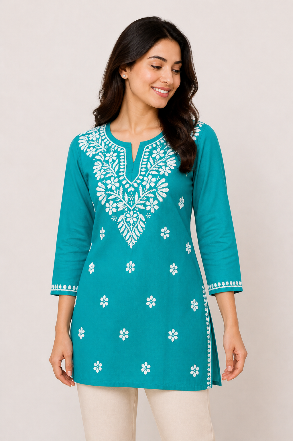 Handmade Mulmul Cotton Chikankari Kurti
