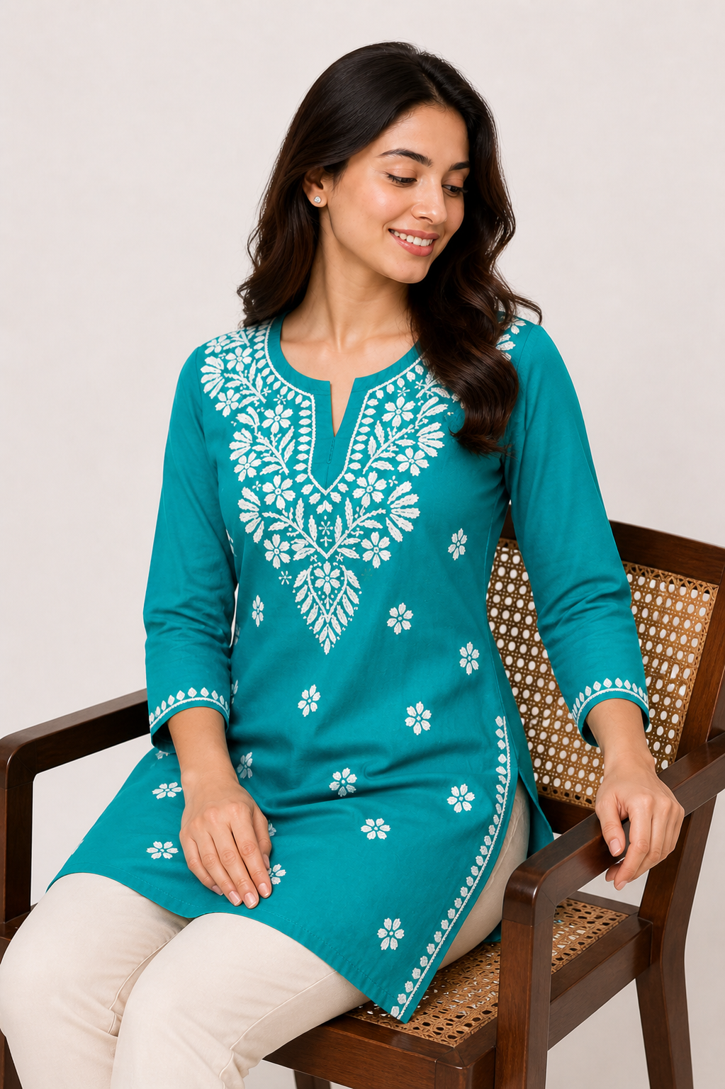 Handmade Mulmul Cotton Chikankari Kurti