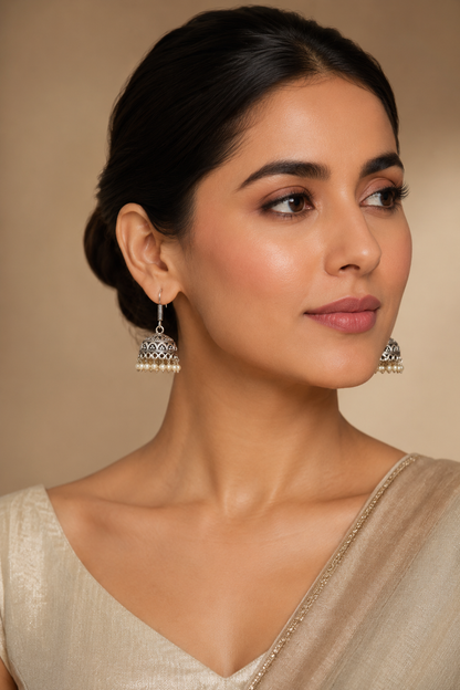 White Pearl Drop Jhumkas ER 09 | Closersecrets