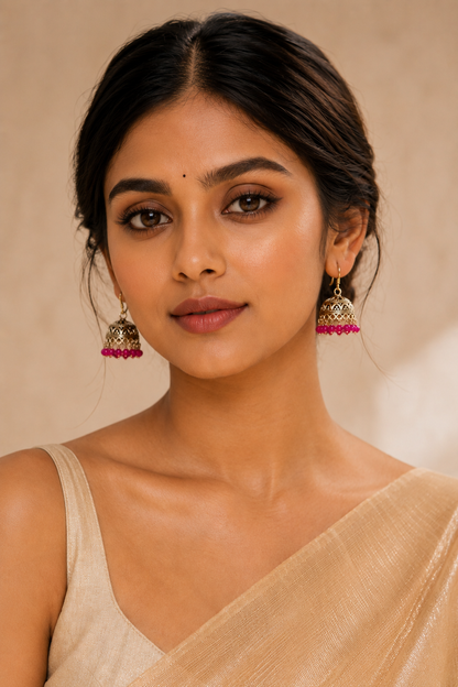 Pink Pearl Drop Jhumkas ER 14 | Closetsecrets