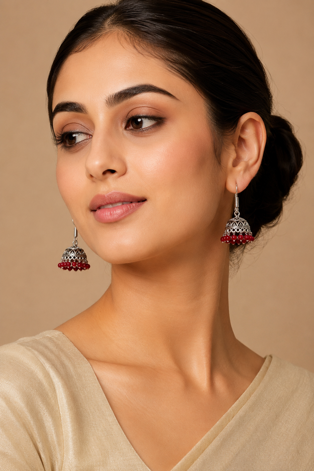 Red Pearl Drop Jhumkas ER 16 | Closetsecrets