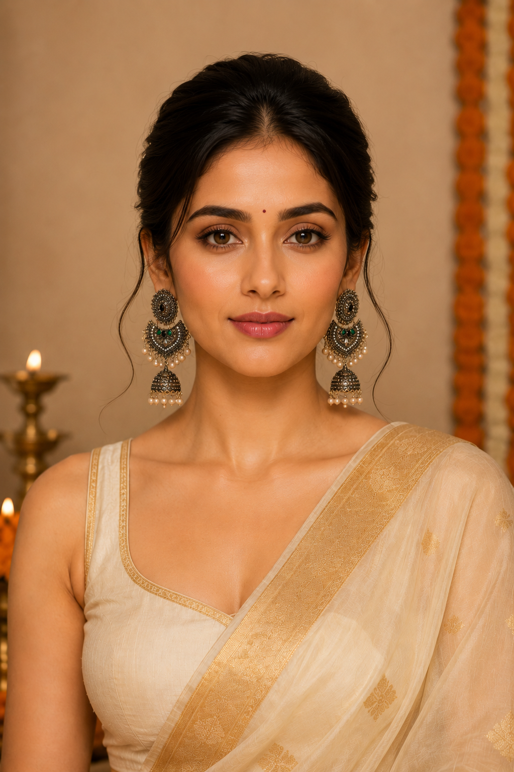 Triple Layered Golden Pearl Jhumkas | Elegant Ethnic Jewelry