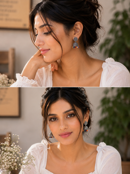Multicolored Jhumkas – Cute Lightweight Ethnic Earrings