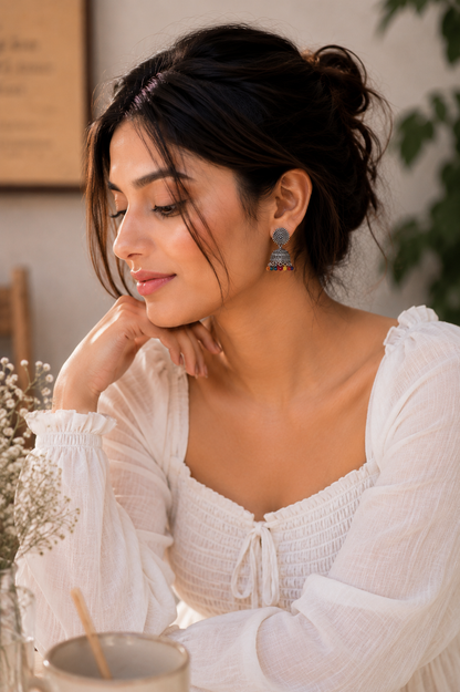 Multicolored Jhumkas – Cute Lightweight Ethnic Earrings